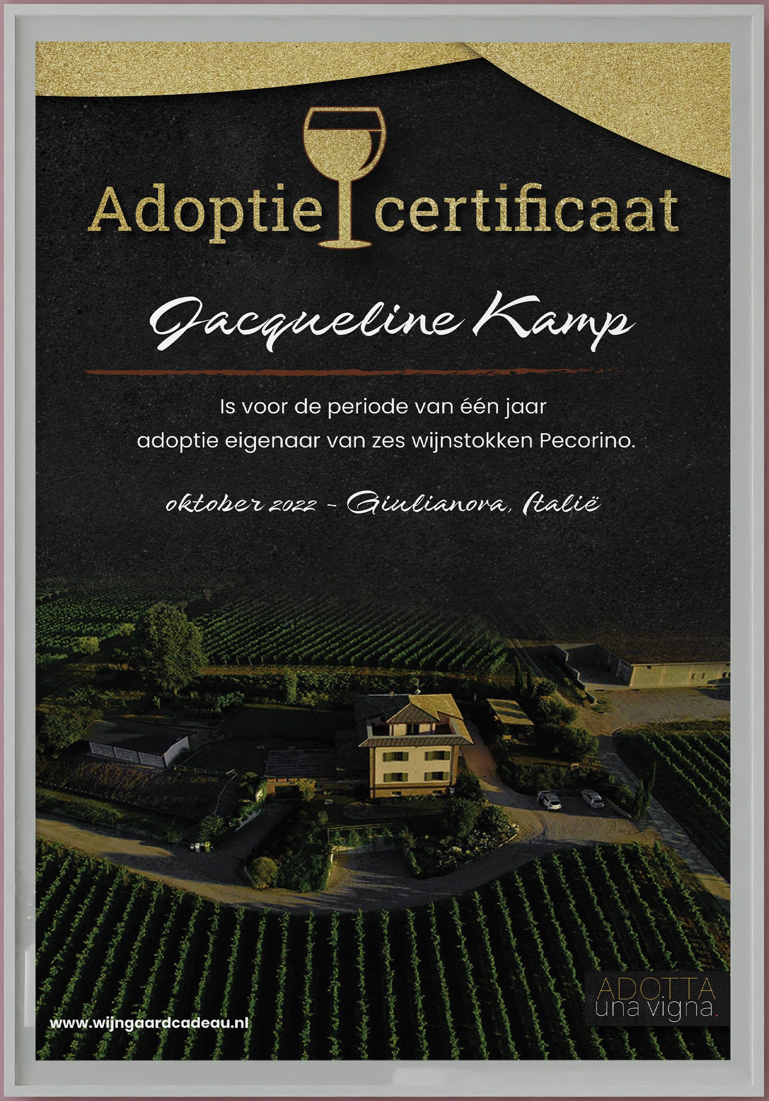 adoptiecertificaat - wijngaardcadeau - certificaat
